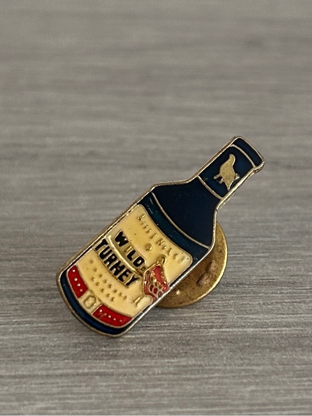 Vintage Wild Turkey Bourbon Whiskey Bottle Enamel Lapel Pin